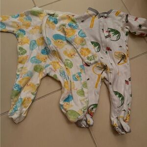 4 Spring Burts Bee Baby Footies 0-3 month